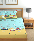 Little Builder Dreams Kids Fitted Bedsheet With Pillow Cover