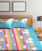 Unicorn Fantasy Print Kids Bedsheet With Pillow Covers