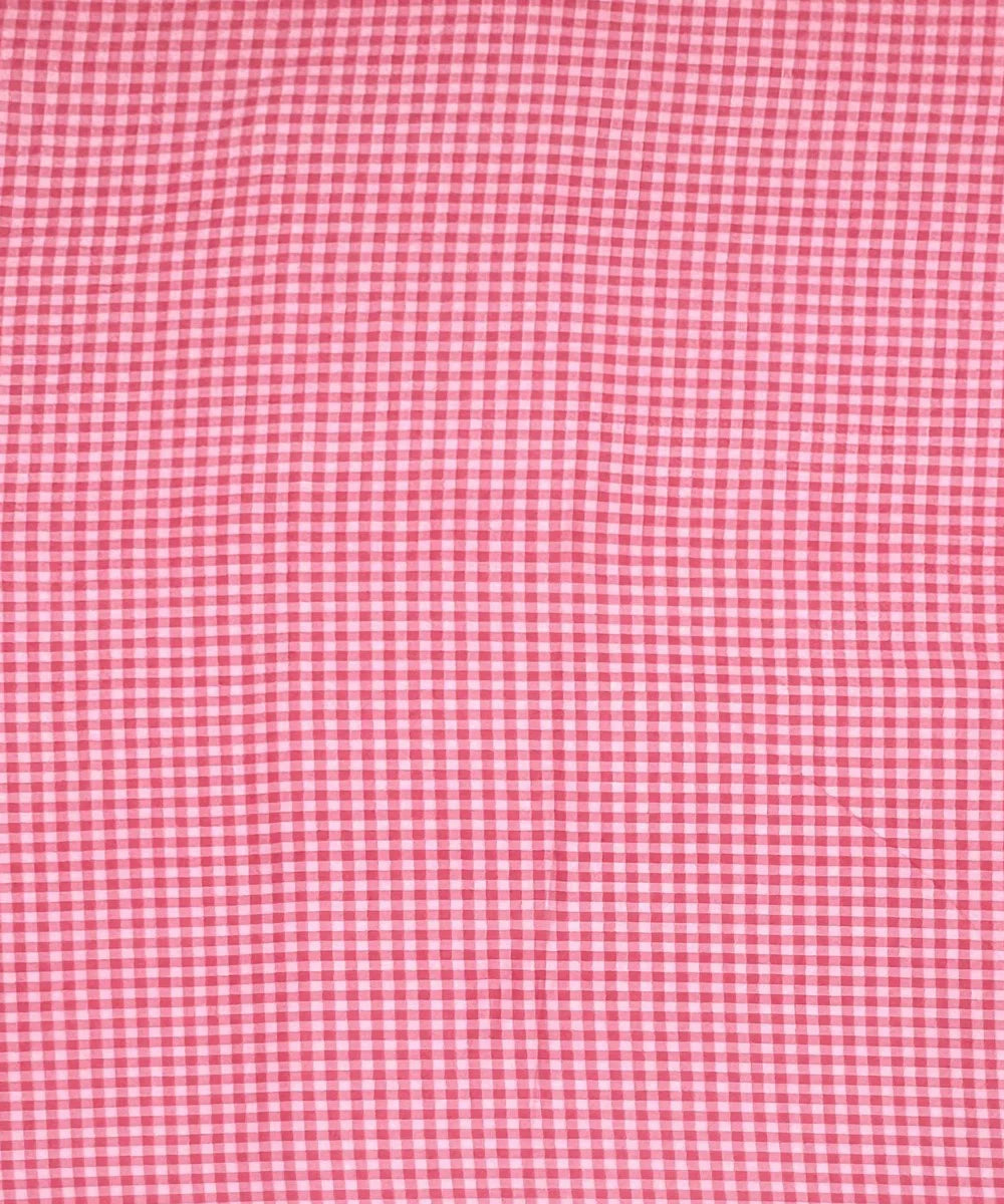 Pink Gingham Fitted Bedsheet With Pillow Cover