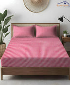 Pink Gingham Fitted Bedsheet With Pillow Cover