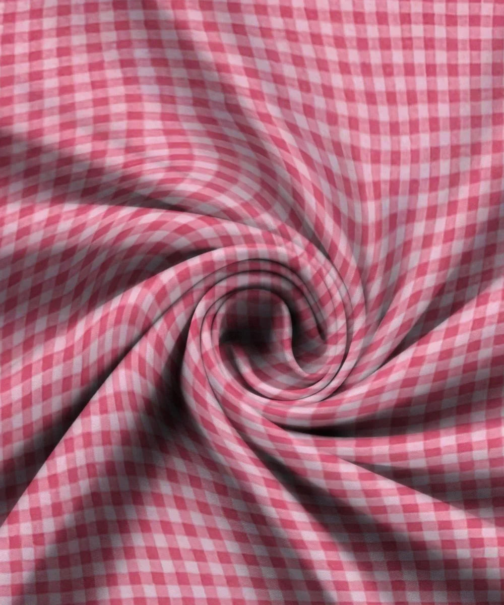Pink Gingham Fitted Bedsheet With Pillow Cover