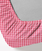 Pink Gingham Fitted Bedsheet With Pillow Cover