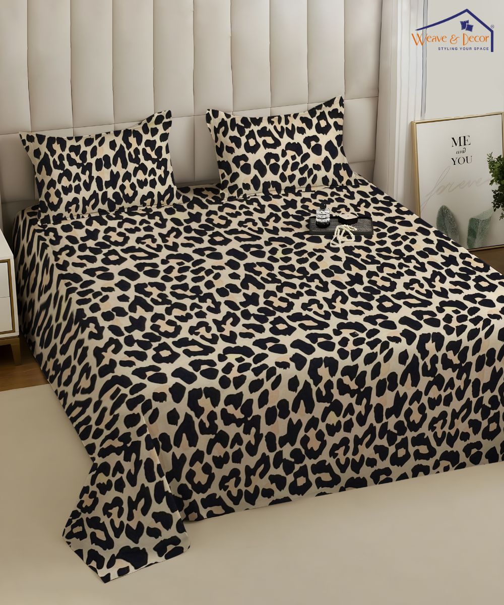 Animal Print Bedsheet With Pillow Covers