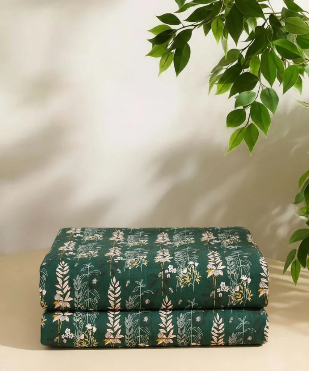 Emerald Forest Charm Fitted Bedsheet With Pillow Cover