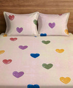 Rainbow Heartbeats Bedsheet With Pillow Covers