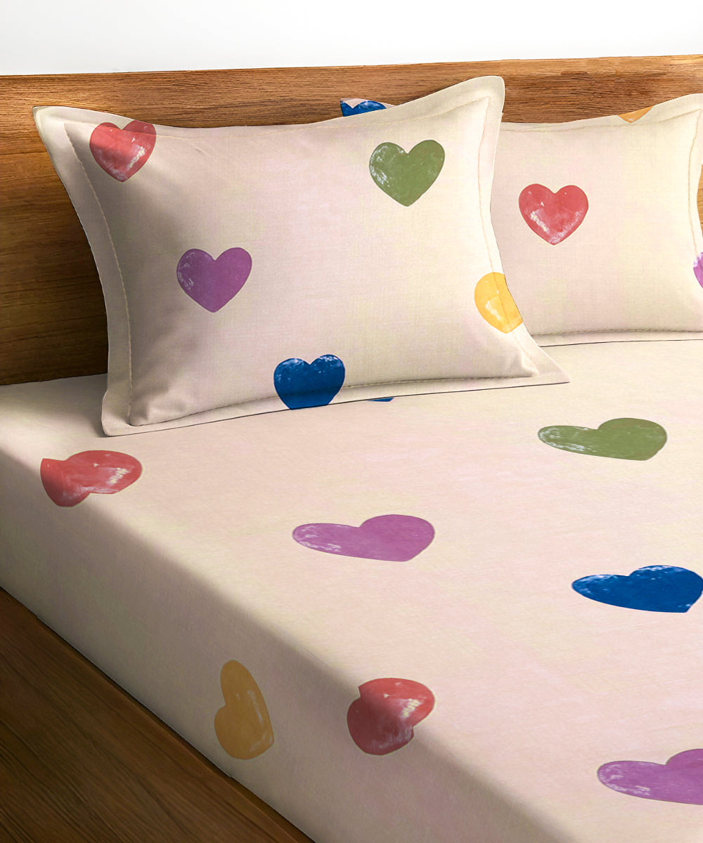 Rainbow Heartbeats Bedsheet With Pillow Covers