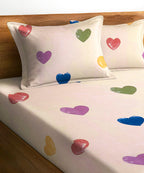 Rainbow Heartbeats Bedsheet With Pillow Covers