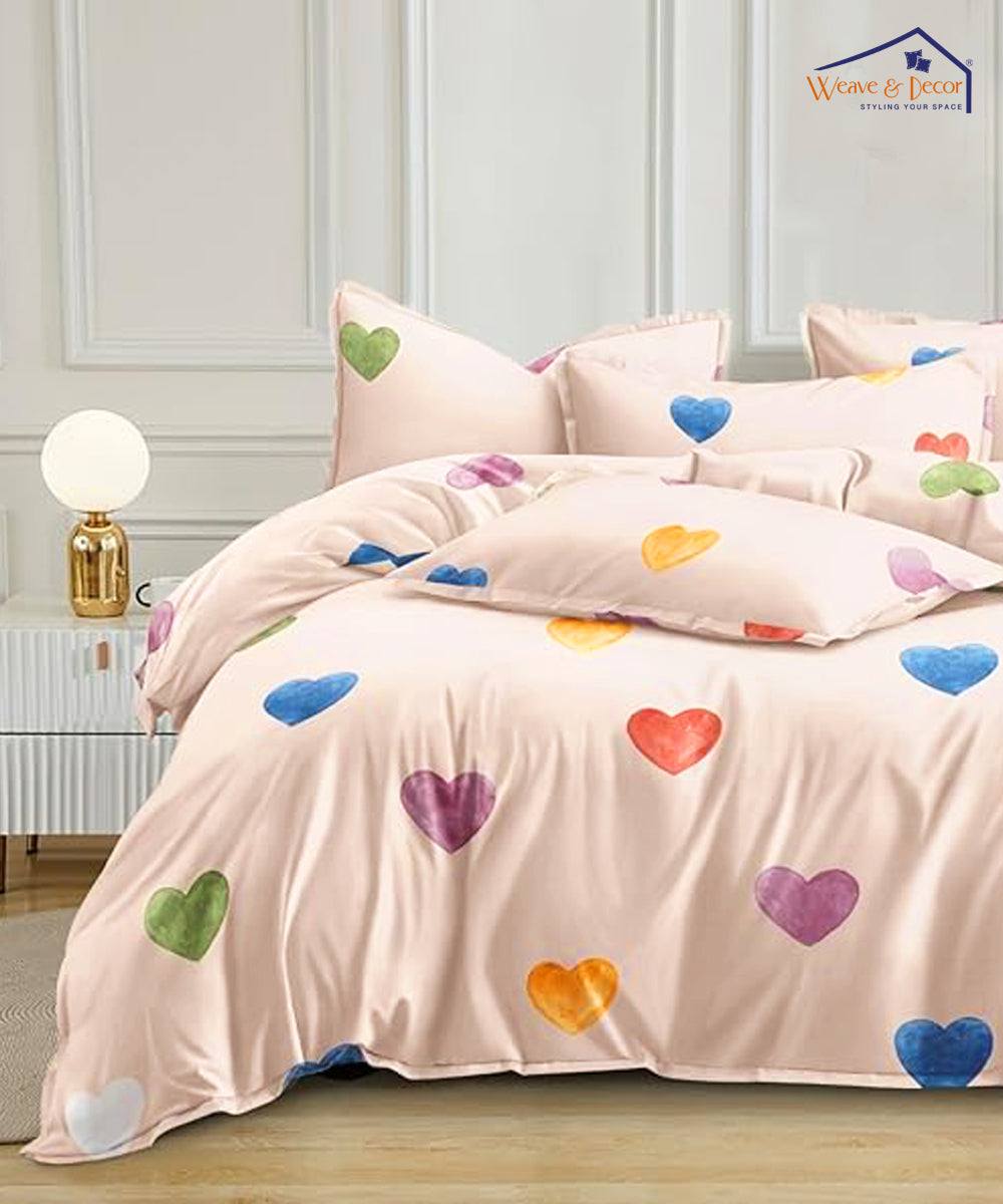 Rainbow Heartbeats Bedsheet With Pillow Covers